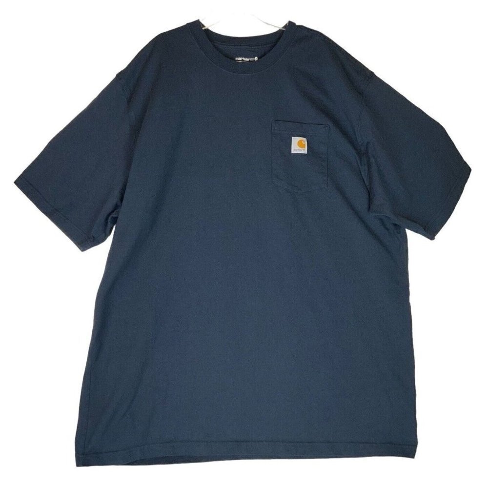 Carhartt Mens Loose Fit Pocket T Shirt 2XL Tall Navy Blue Cotton Short Sleeve